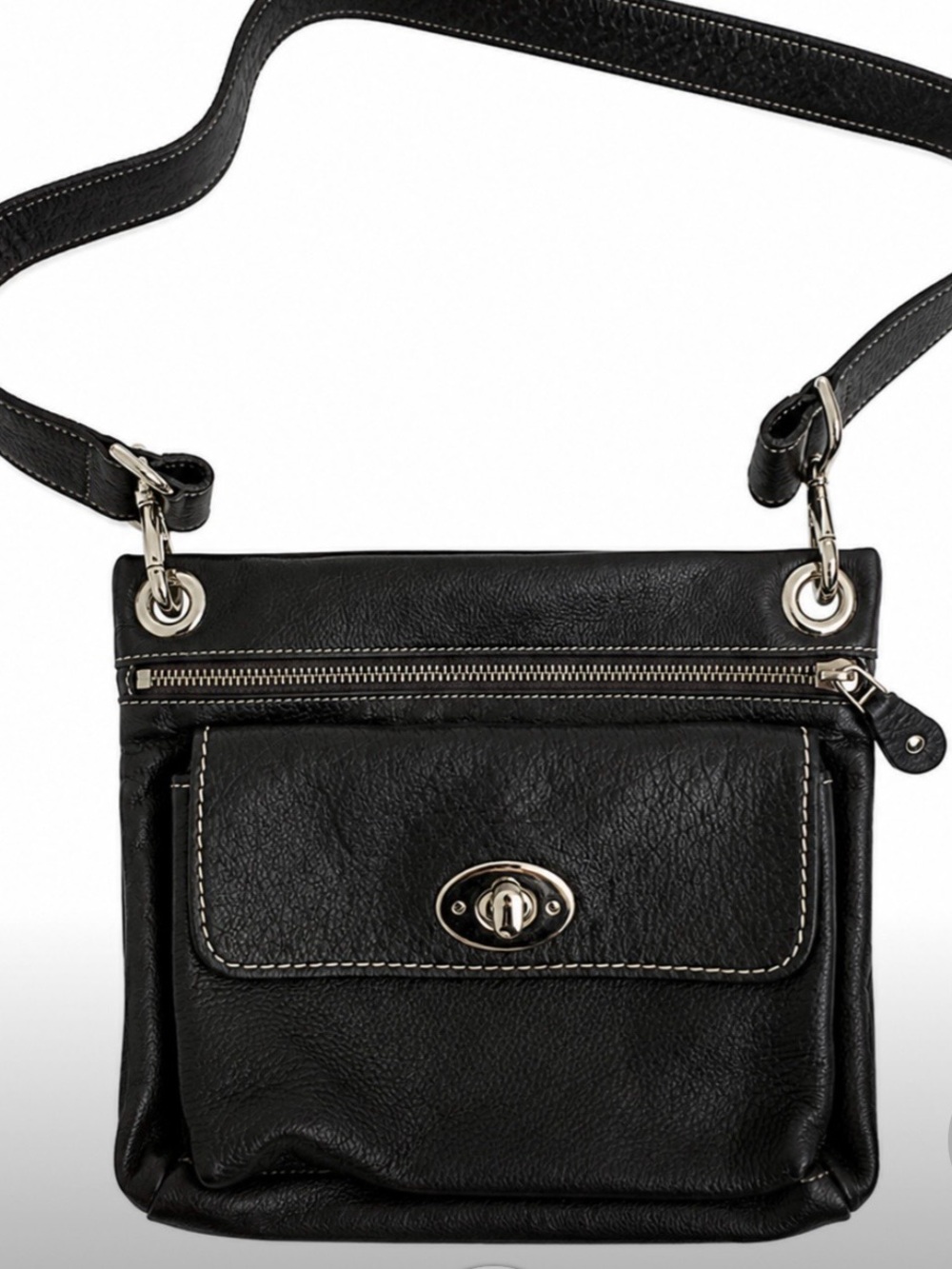 Roots Brown Leather Crossbody Bag Turn Lock Flap Purse Canada Heritage Y2K